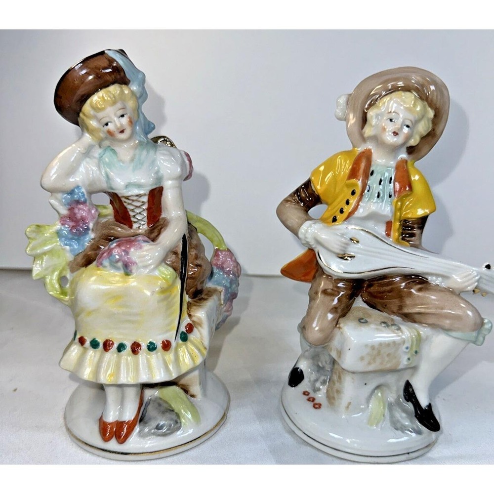 Vintage Paulux Occupied Japan Ceramic Victorian Couple Figurine7" tall